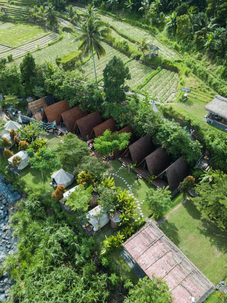 An aerial view of the grounds at Natya River Sidemen