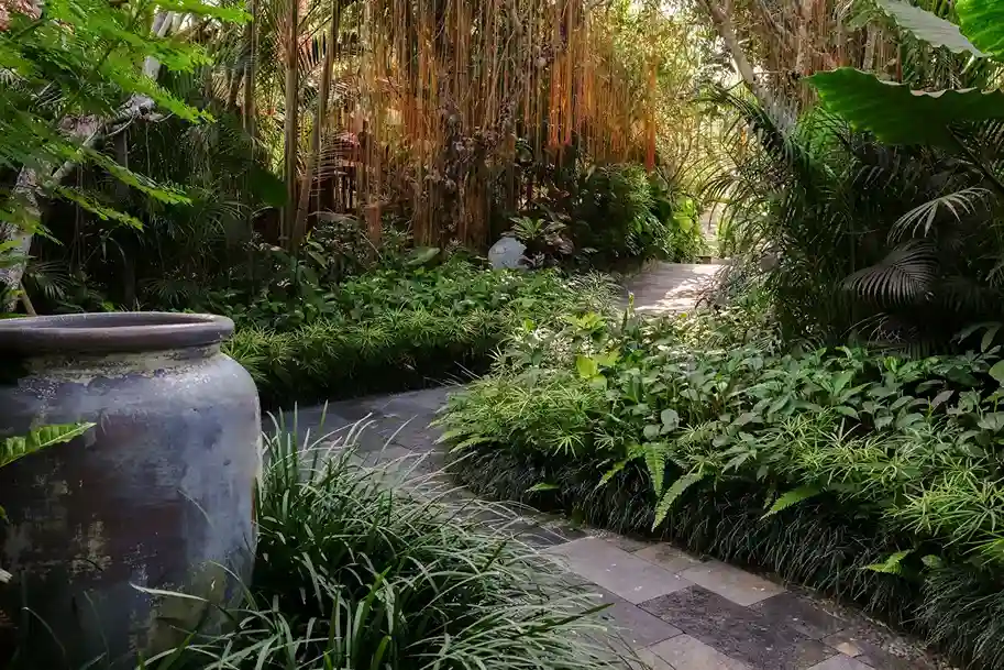 The gardens at Natya Hotel Tanah Lot